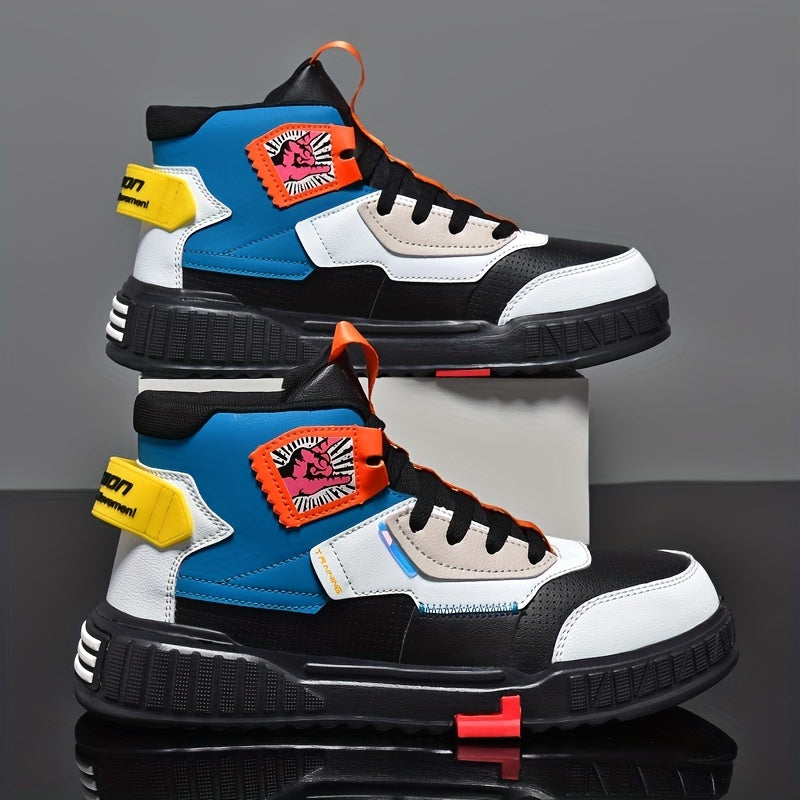 Men's Colorful High Top Lace Up Sports Sneakers