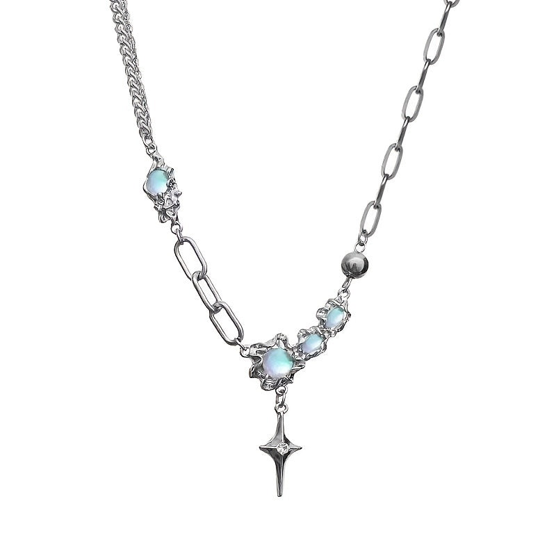Y2K Style Pendant Necklace Inlaid Moonstone Clavicle Chain