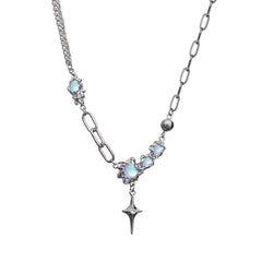 Y2K Style Pendant Necklace Inlaid Moonstone Clavicle Chain