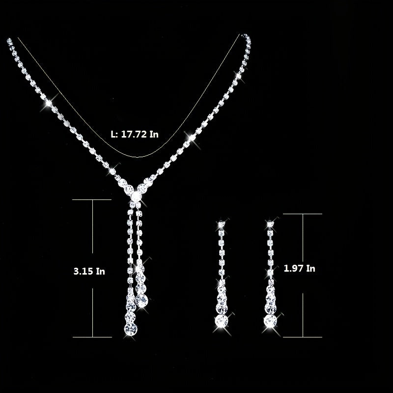 Crystal Tassel Jewelry Set - Necklace & Earrings