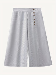  Wide Leg Stripe Print Pants with Pockets