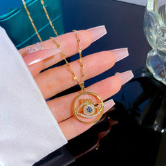 Stainless Steel Eyelash Eye Pendant Necklace For Women Girls Clavicle Chain