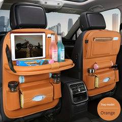 Car Leather Storage Bag & Tray for Kids' Snacks and Toys