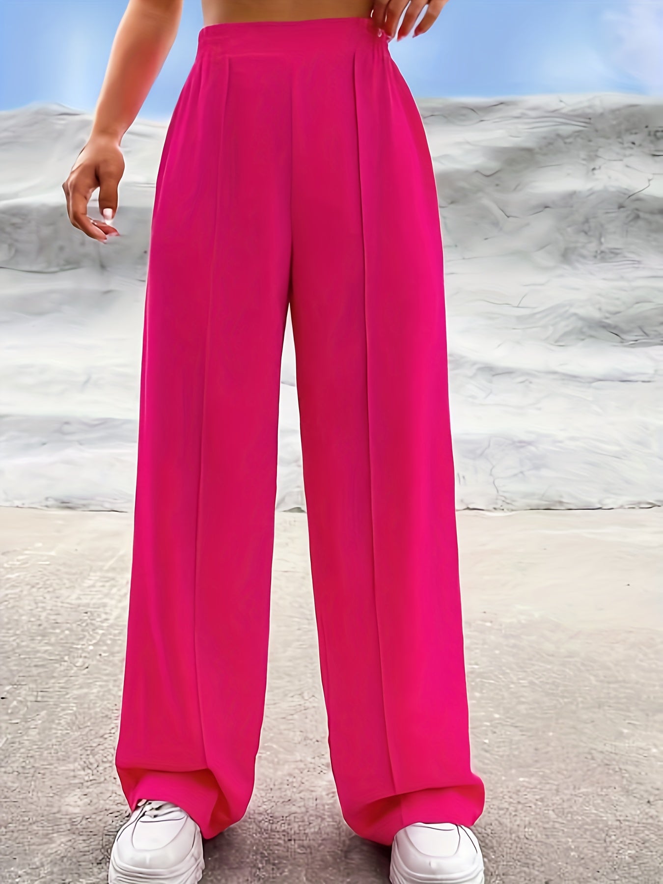  Wide Leg Trousers High Rise Stretch Casual Pants