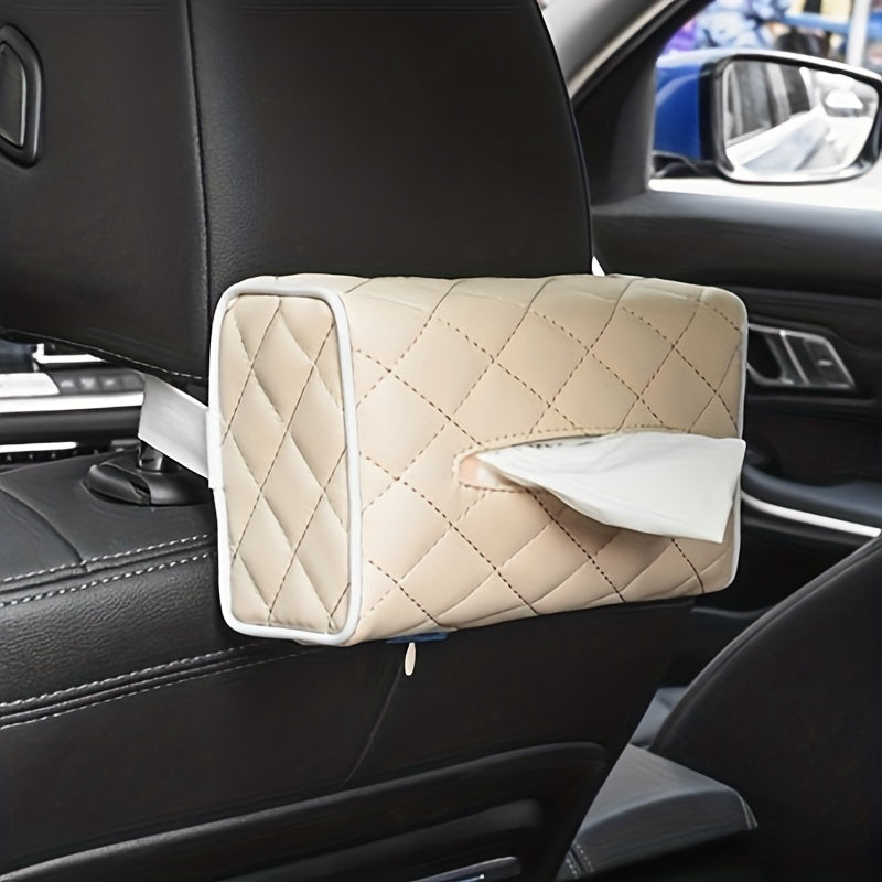 Car Tissue Cover PU Car Tissue Box Leather Toilet Paper Holder Seat Back