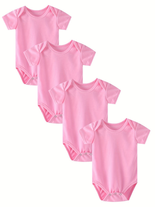 4pcs Baby Girls & Boys Short Sleeve Onesie Set Clothes