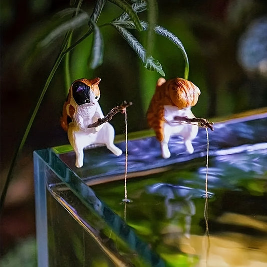 Cat Fishing Aquarium Decoration Toy Set