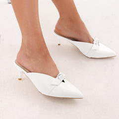 Women's Bow Kitten Heels Slip On Low Heels Sandals