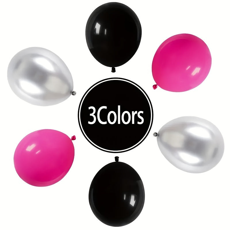 50pcs Rose Red & 30 Metallic Silver Balloons for Party Decor