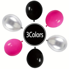 50pcs Rose Red & 30 Metallic Silver Balloons for Party Decor
