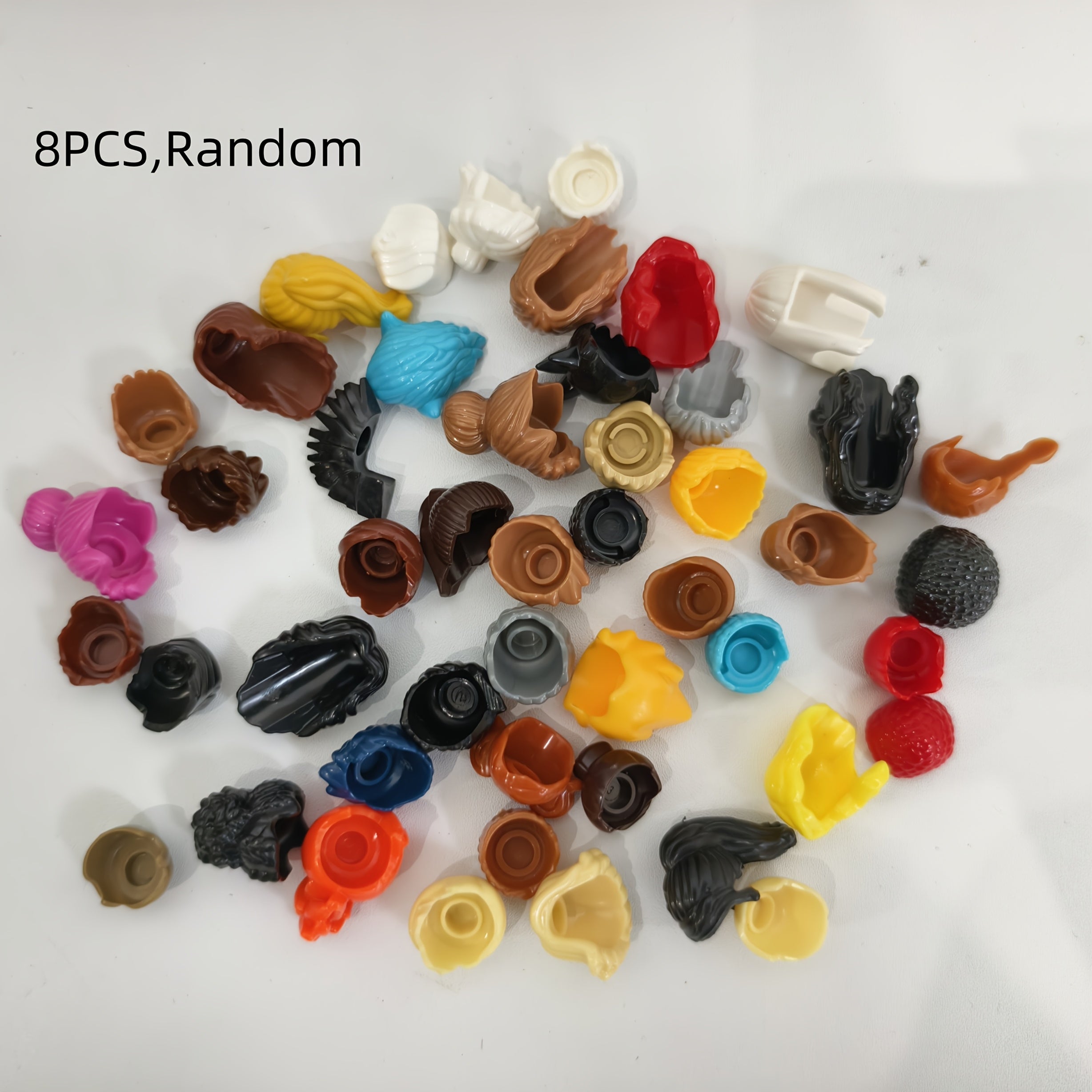 8pcs Assorted Character Hair Building Blocks Multicolor Fun DIY Building Blocks