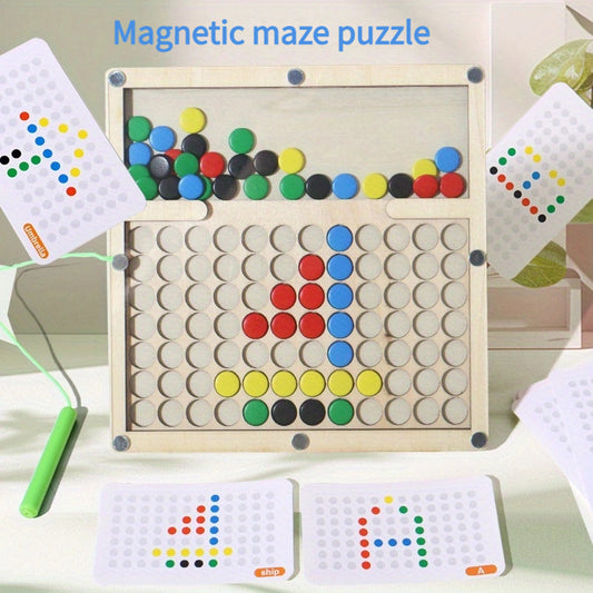 Wooden Magnetic Maze Puzzle for Kids Educational Alphabet & Number Learning Toy