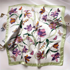 Flower Butterfly Print Silk Bandana Neckerchief