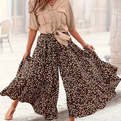  Boho Pants Women's Plus Allover Print High Rise Wide Leg Trousers