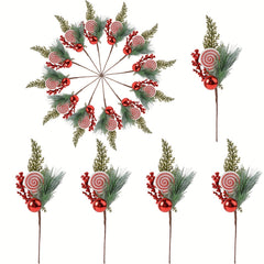 1pc Artificial Red Pulp Fruit Pine Needle Branch Christmas Decoration DIY