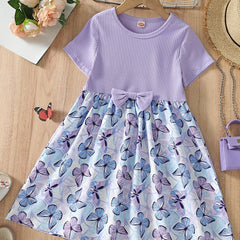 Girls Short Sleeves Princess Dress for Party Kids Summer Clothes
