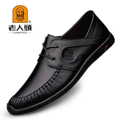 LAORENTOU Men's Leather Casual Shoes Comfortable Breathable Anti-skid