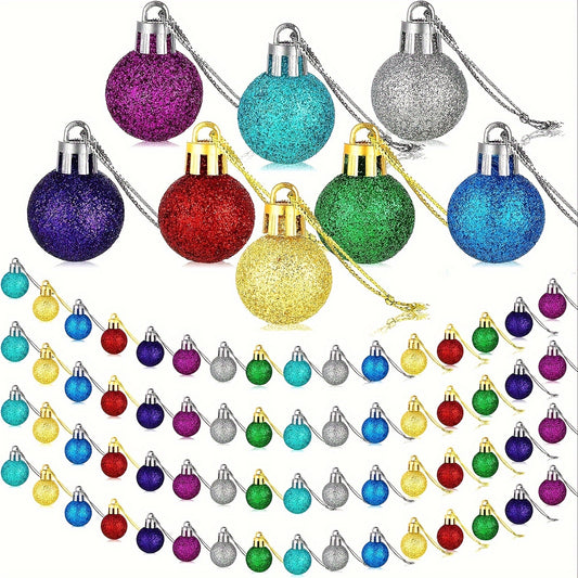 Glitter Mini Christmas Balls Multicolor Ornaments Party Holiday Decor