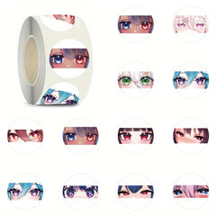 500pcs Pixiv Anime Eyes Stickers 2 Round Vibrant Mixed Colors