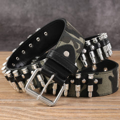 Men's Camo Belt with Bullet Head Decoration