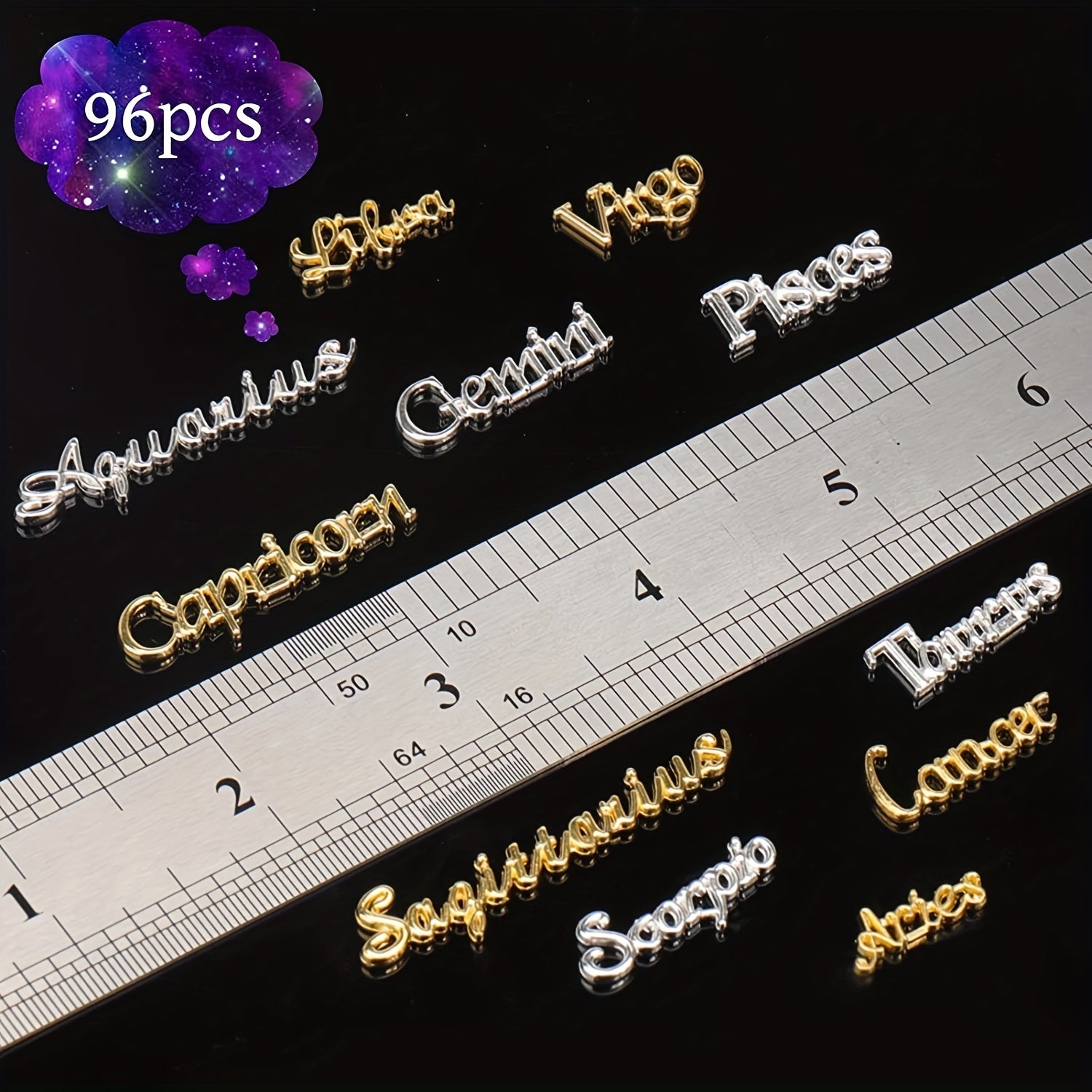Nail Charms Nail Glitter Sequins Nail Decals With Twelve Constellation Letter