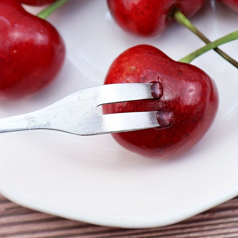 5PCS Stainless Steel Fruit Fork Dessert Fork Portable Small Cake Stick
