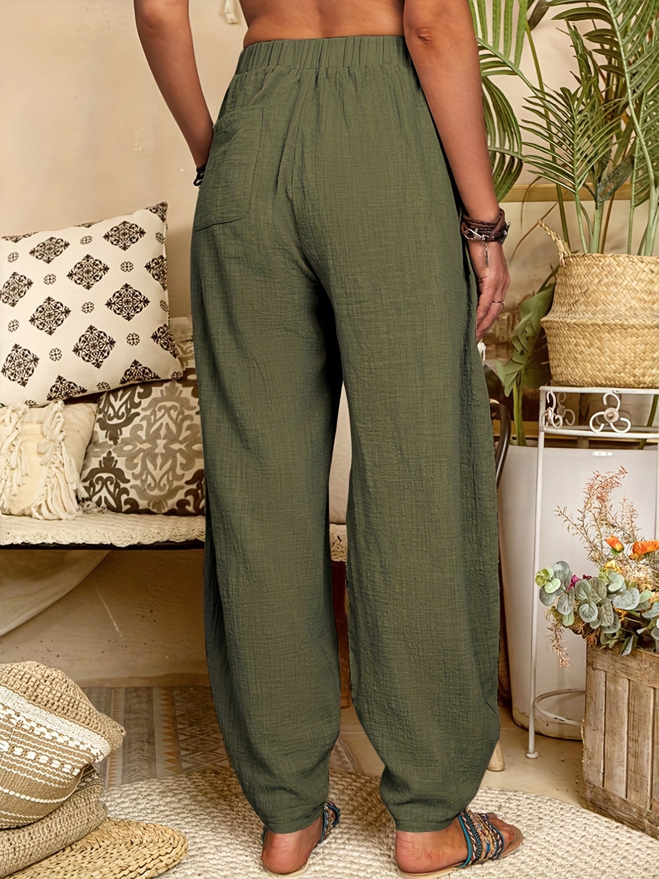 High Waist Harem Pants with Pockets for Women