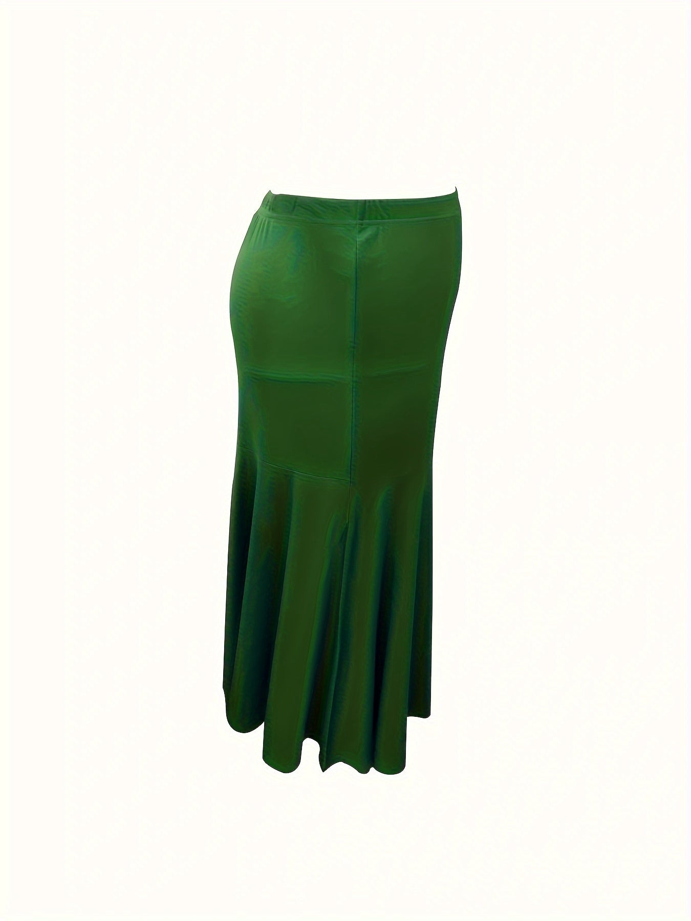  Solid Slim Fit Ruffle Trim Maxi Mermaid Skirt