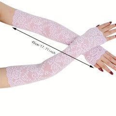Sunscreen Lace Long Gloves UV Protection Sleeves For Women