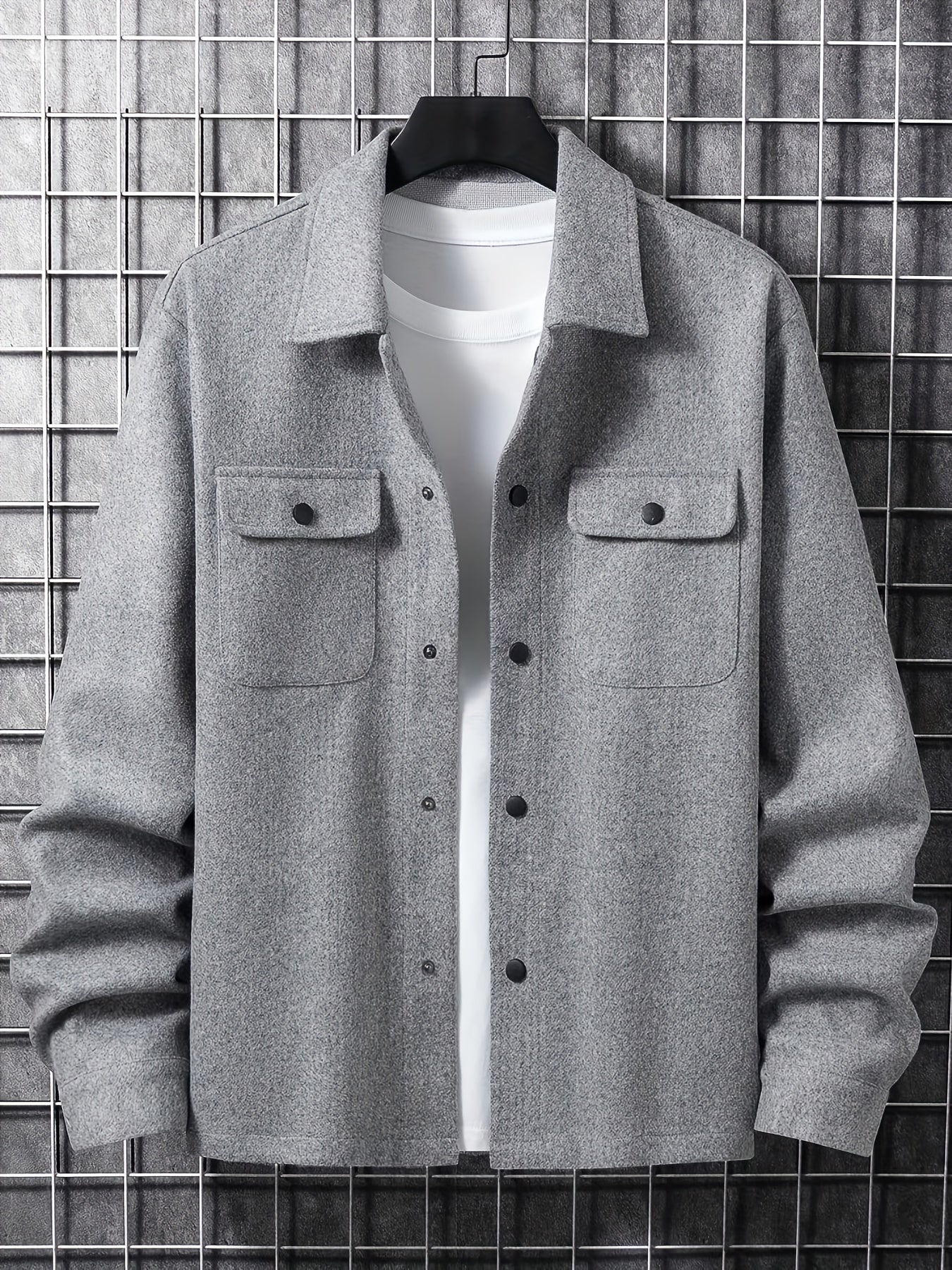 Men's Solid Jacket Spring Autumn Button Up Jacket For Males
