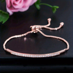 Women's Silver Plated Cubic Zircon Bracelet, Adjustable Size