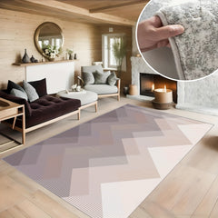 Geometric Striped Carpet Non Slip Soft Faux Sheepskin Floor Mat