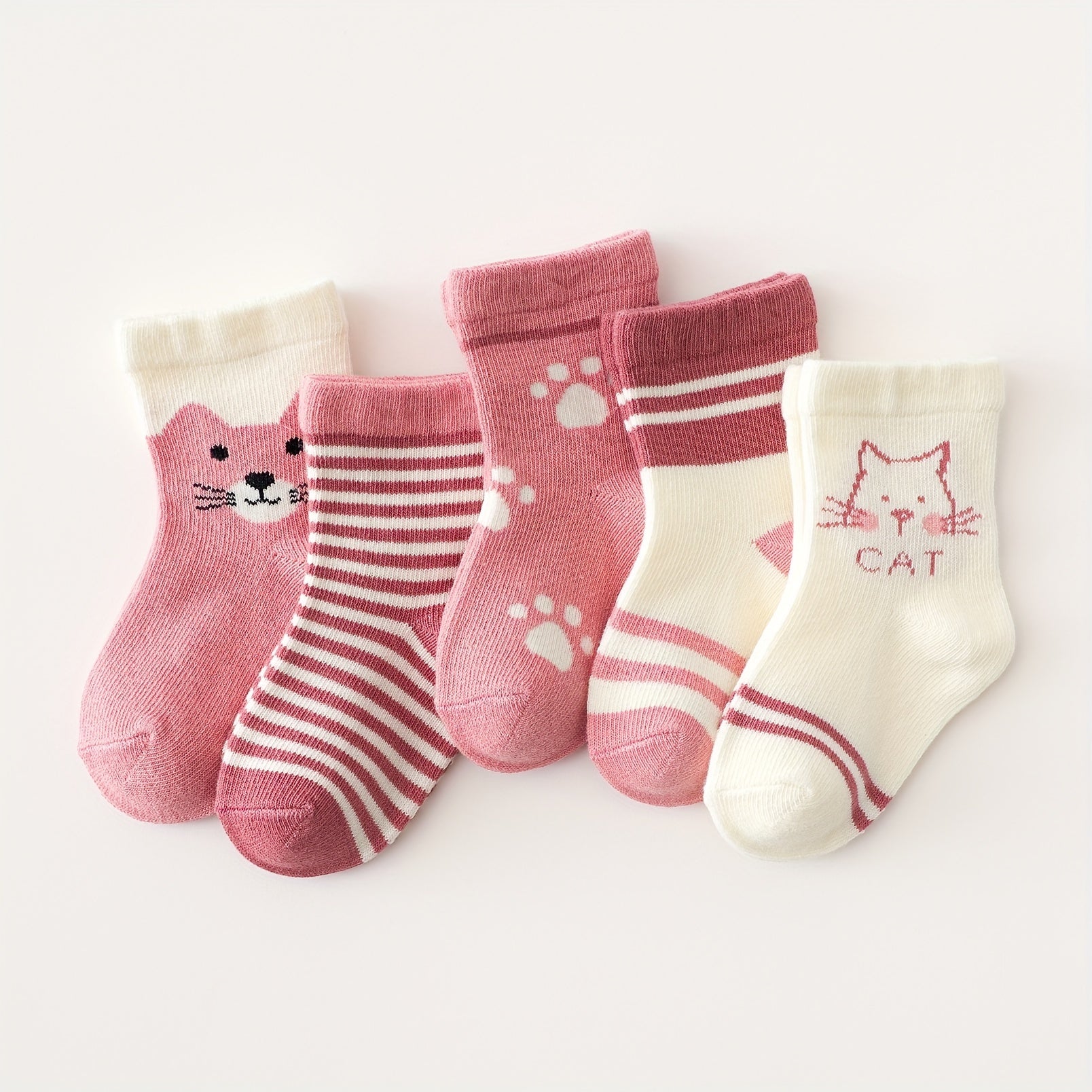 Cat Footprint Striped Tube Socks - Boys and Girls Accessories
