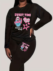 Halloween Slogan & Skull Print 2 Piece Set