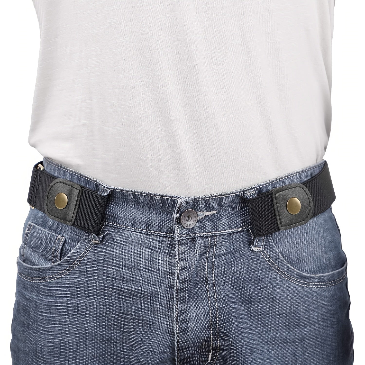 Men's Buckleless Belt Stretch Jeans No Buckle