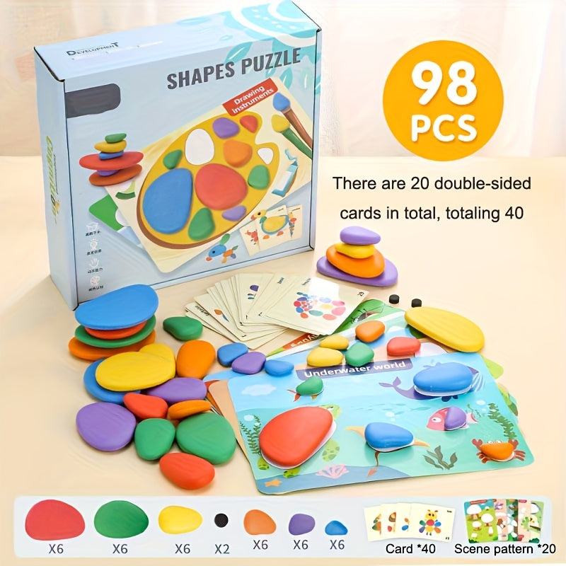 Rainbow Pebbles Stone Toys Educational Desktop Game