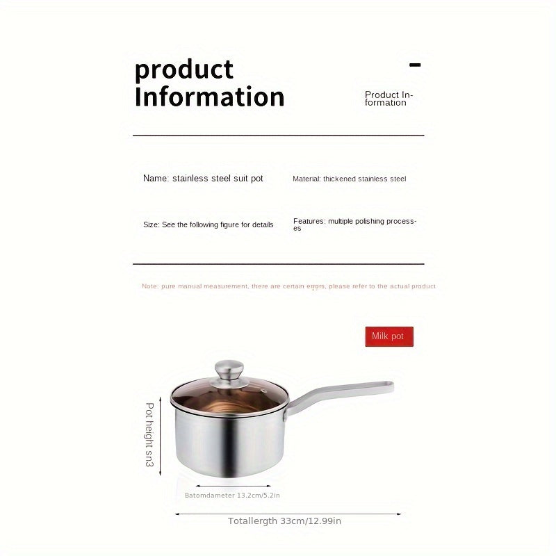 3pc Stainless Steel Cookware Set for Home & Outdoor