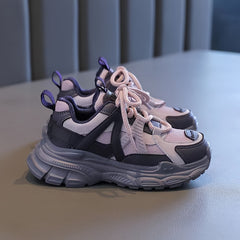Girl's Chunky Sneakers Breathable Comfy Lace Up Shoes