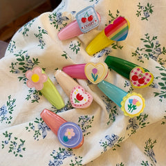 Baby Girls Cartoon Heart Cherry Hair Clips Summer Hair Accessories