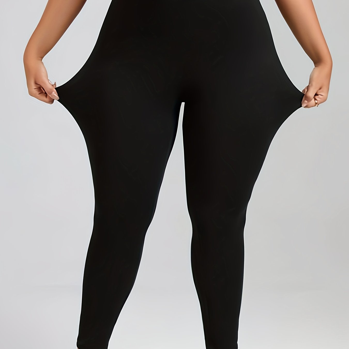  Solid Button High Rise Skinny Trousers