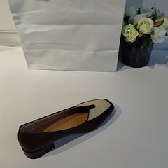 Women's Colorblock Flat Loafers Casual Square Toe Slip On Soft Sole Comfy Shoes