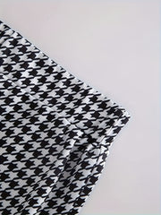  Women's Houndstooth Print High Rise Flared Leg Trousers