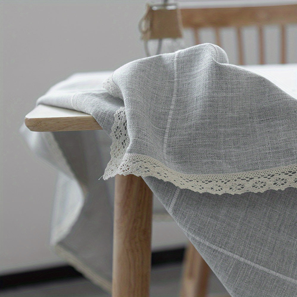 Cotton Linen Rectangle Tablecloth for Family Gathering