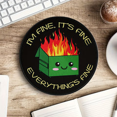 Dumpster on Fire Mouse Pad Round Mouse Mat Non Slip Rubber Base for Gaming Desk