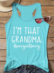  Casual Vest Top Women's Plus Slogan Print Round Neck