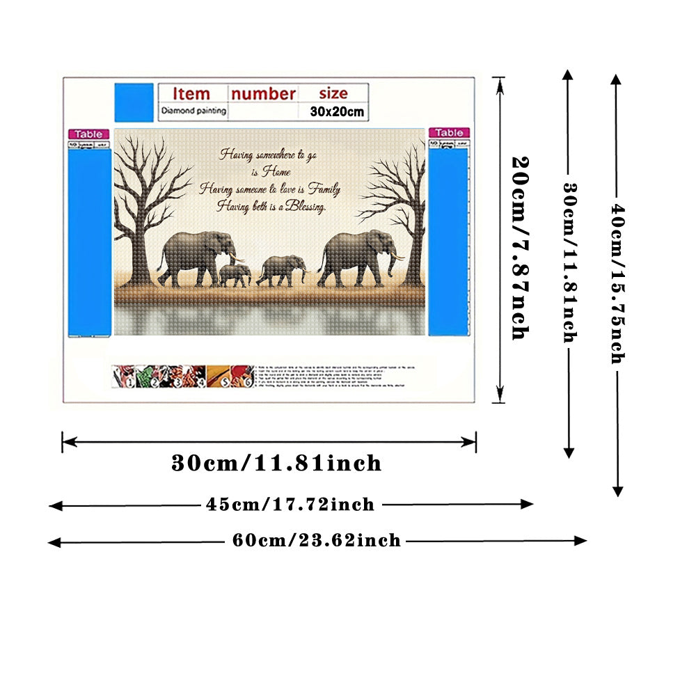 Elephant Themed Diamond Painting Art Kit for Adults
