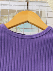 Girl's Ribbed Long Sleeve Top & Flared Pants Set for Spring Fall