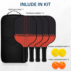 4 Pc Pickleball Racket Set With 4 Balls & Tote Bag