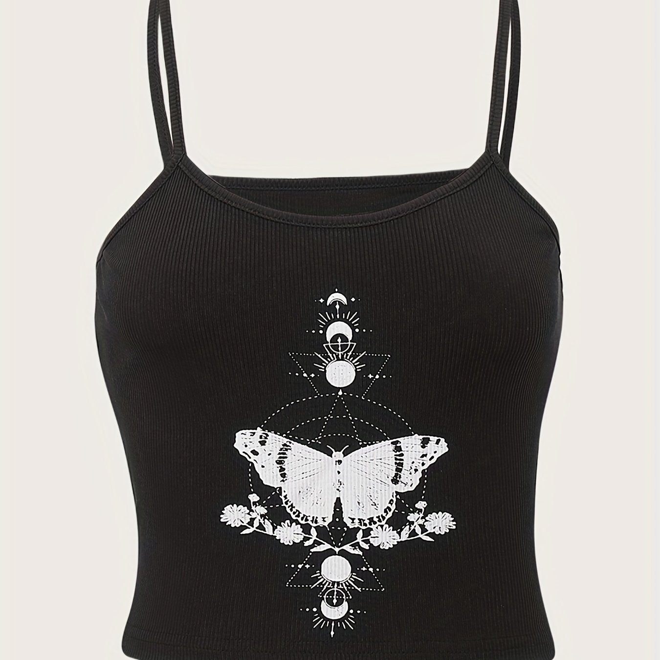 Y2K Grunge Butterfly Print Spaghetti Strap Top
