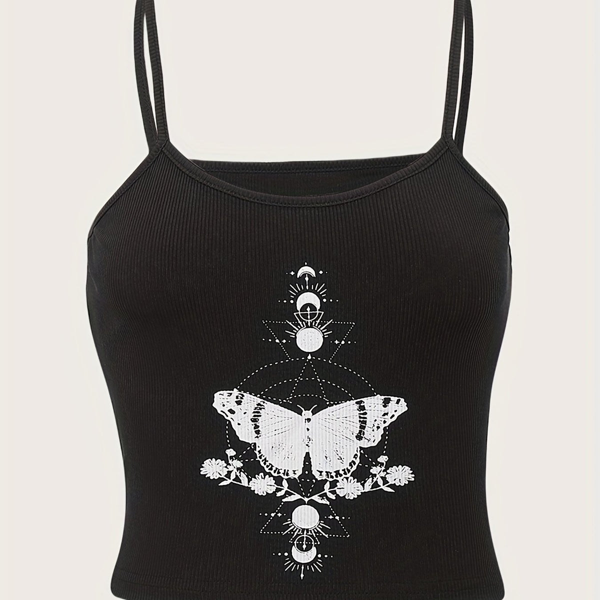 Y2K Grunge Butterfly Print Spaghetti Strap Top